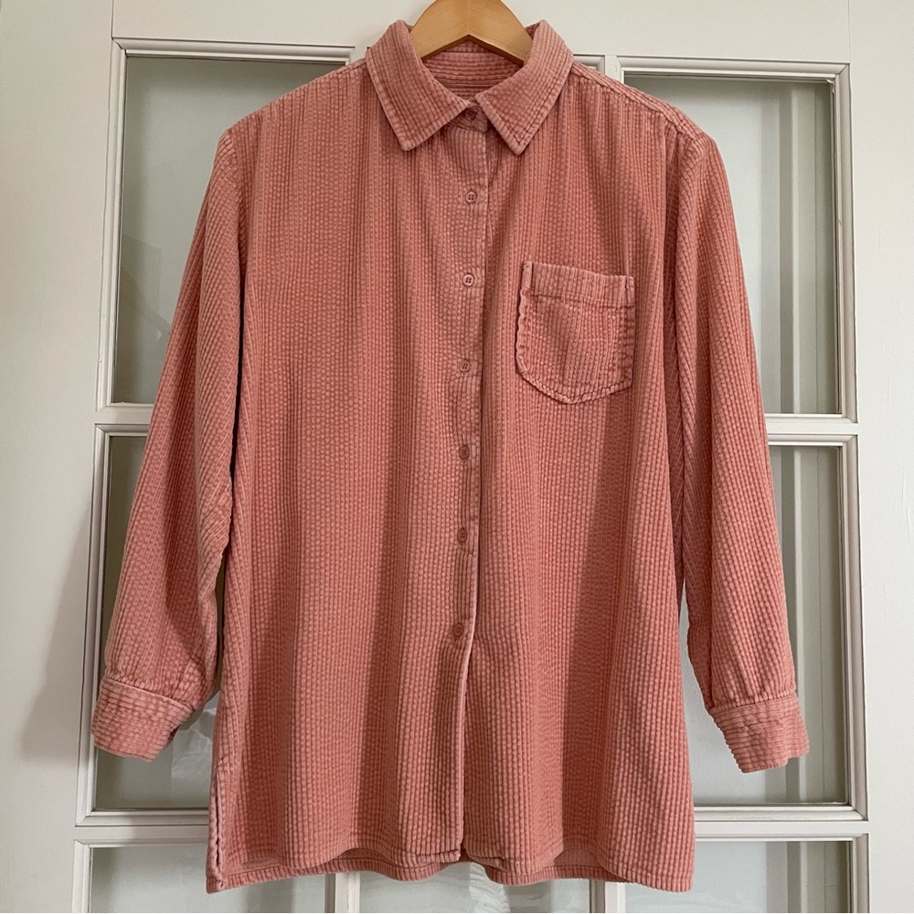 Cambridge Country 100% cotton wide wale corduroy shirt salmon pink women's M